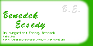 benedek ecsedy business card